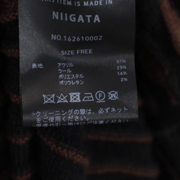 PUBLIC TOKYO パブリックトウキョウ 総柄 長袖 ウールブレンド ニット ロングワンピース FREE ブラック系 日本製 レディース