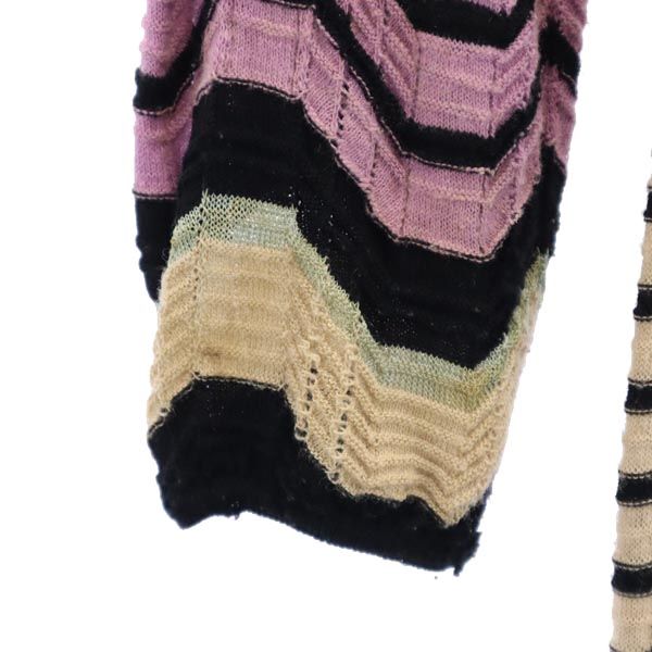 Missoni ミッソーニ イタリア製 ウールブレンド 総柄 長袖 ニット ワンピース 42 ベージュ系 レディース
