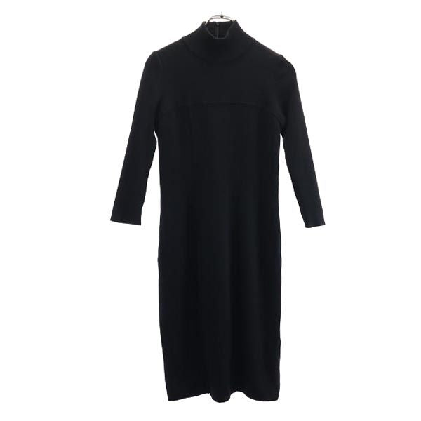 フォクシー 長袖 ニット ワンピース 40 ブラック系 FOXEY バックジップ レディース