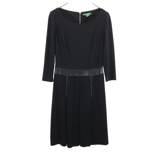 LAUREN RALPH LAUREN ローレンラルフローレン 7分袖 切替 ワンピース 4 ブラック DRESS レディース