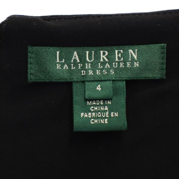 LAUREN RALPH LAUREN ローレンラルフローレン 7分袖 切替 ワンピース 4 ブラック DRESS レディース