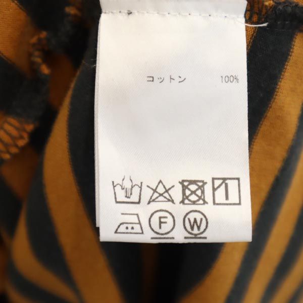 marimekko マリメッコ ボーダー柄 7分袖 Tシャツ ワンピース S キャメル×グレー レディース