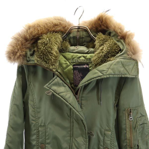 ALPHA INDUSTRIES アルファインダストリーズ リアルファー ミリタリー モッズコート M カーキ 裏キルティング レディース