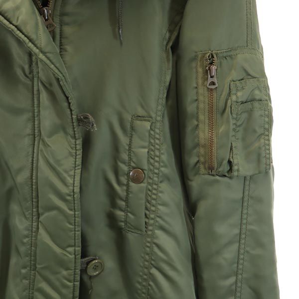 ALPHA INDUSTRIES アルファインダストリーズ リアルファー ミリタリー モッズコート M カーキ 裏キルティング レディース
