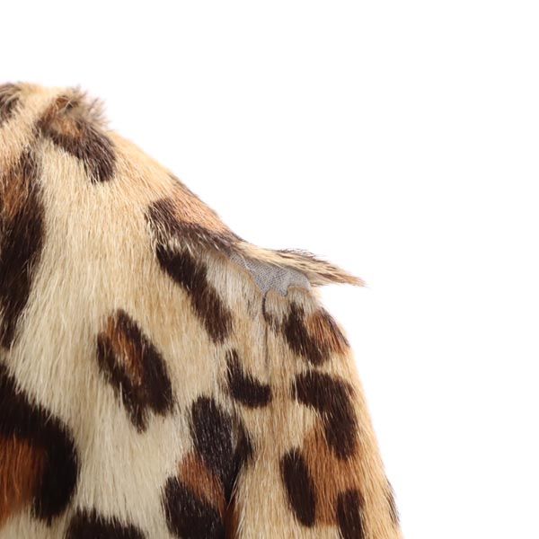 イヴサロモン レオパード 長袖 ノーカラー フェイク ファーコート 36 ブラウン系 Yves Salomon レディース