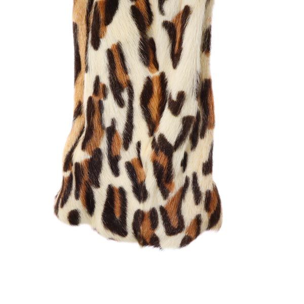 イヴサロモン レオパード 長袖 ノーカラー フェイク ファーコート 36 ブラウン系 Yves Salomon レディース