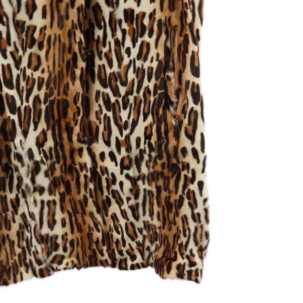 イヴサロモン レオパード 長袖 ノーカラー フェイク ファーコート 36 ブラウン系 Yves Salomon レディース