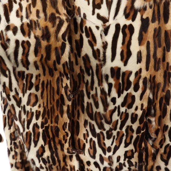 イヴサロモン レオパード 長袖 ノーカラー フェイク ファーコート 36 ブラウン系 Yves Salomon レディース