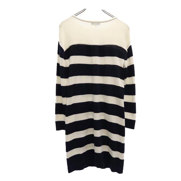 BLUE LABEL CRESTBRIDGE ブルーレーベルクレストブリッジ 三陽商会 ボーダー 長袖 ワンピース 38 白×黒 レディース