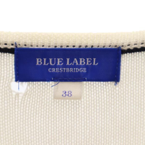 ブルーレーベルクレストブリッジ 三陽商会 ボーダー 長袖 ワンピース 38 白×黒 BLUE LABEL CRESTBRIDGE レディース