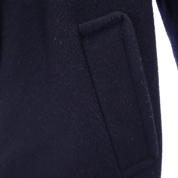 ブルーレーベルクレストブリッジ フード付き 袖ファー付き ノーカラーコート 40 ネイビー BLUE LABEL CRESTBRIDGE 三陽商会 レディース