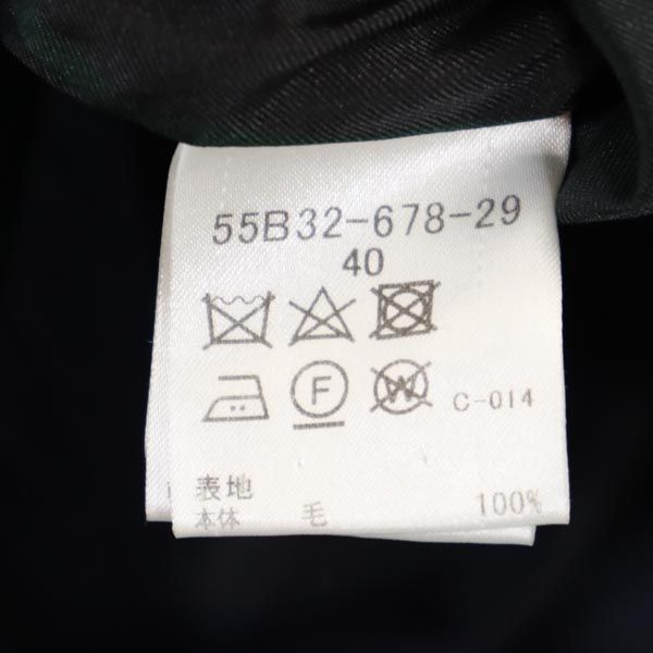 ブルーレーベルクレストブリッジ フード付き 袖ファー付き ノーカラーコート 40 ネイビー BLUE LABEL CRESTBRIDGE 三陽商会 レディース