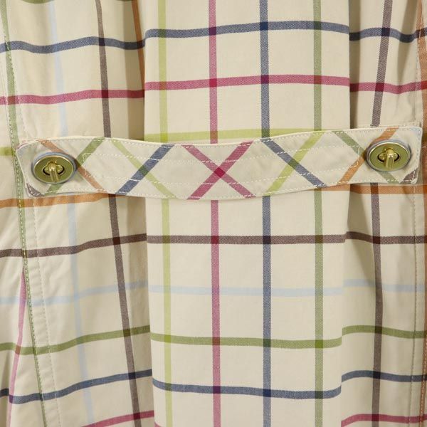 COACH コーチ コットン ロング チェック柄 ステンカラーコート 2 レディース