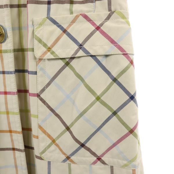 COACH コーチ コットン ロング チェック柄 ステンカラーコート 2 レディース