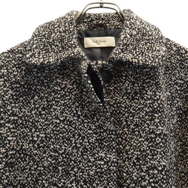 ポールスミス ツイード ステンカラーコート 38 ブラック系 Paul Smith レディース