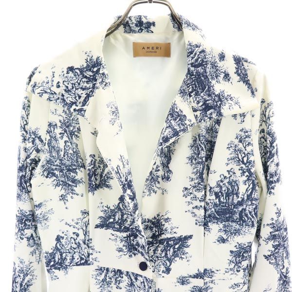 AMERI UNDRESSED アメリ 総柄 長袖 シャツワンピース M ホワイト系 レディース