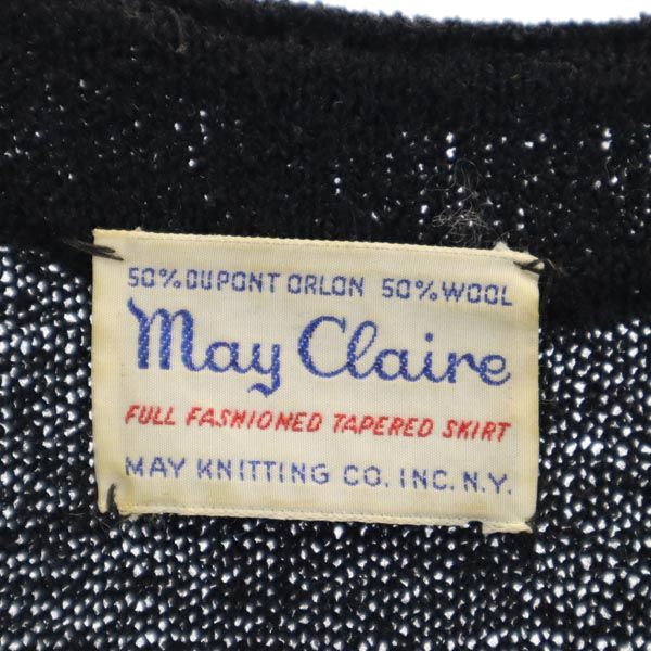 May Claire 70s ヴィンテージ 半袖 ウールブレンド ニット ワンピース ブラック レディース