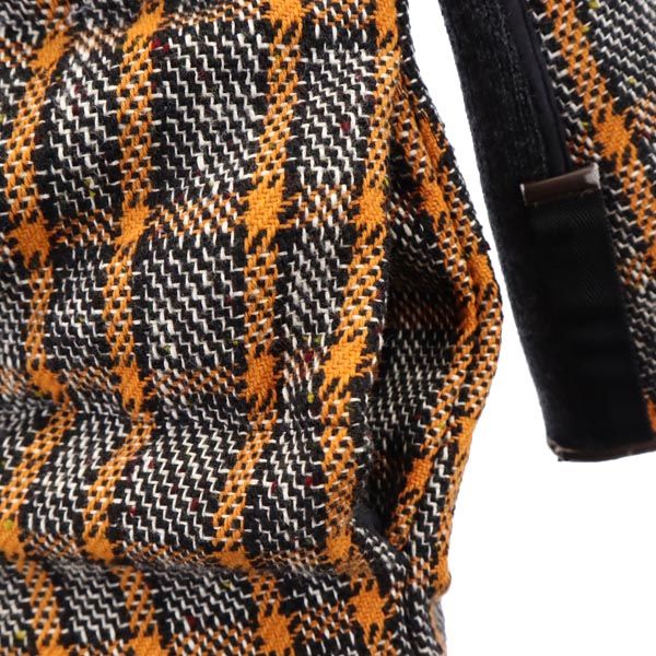 MARNI マルニ イタリア製 チェック柄 2way 襟ファー付き ニット 切替 ダウンコート 40 オレンジ系 ノーカラー レディース