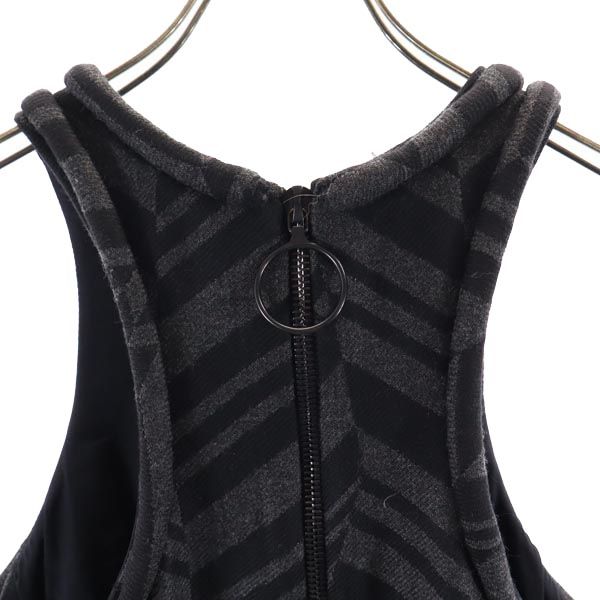 Alexander Wang アレキサンダーワン USA製 ノースリーブ ミニワンピース 2 黒×グレー ジャンパースカート レディース