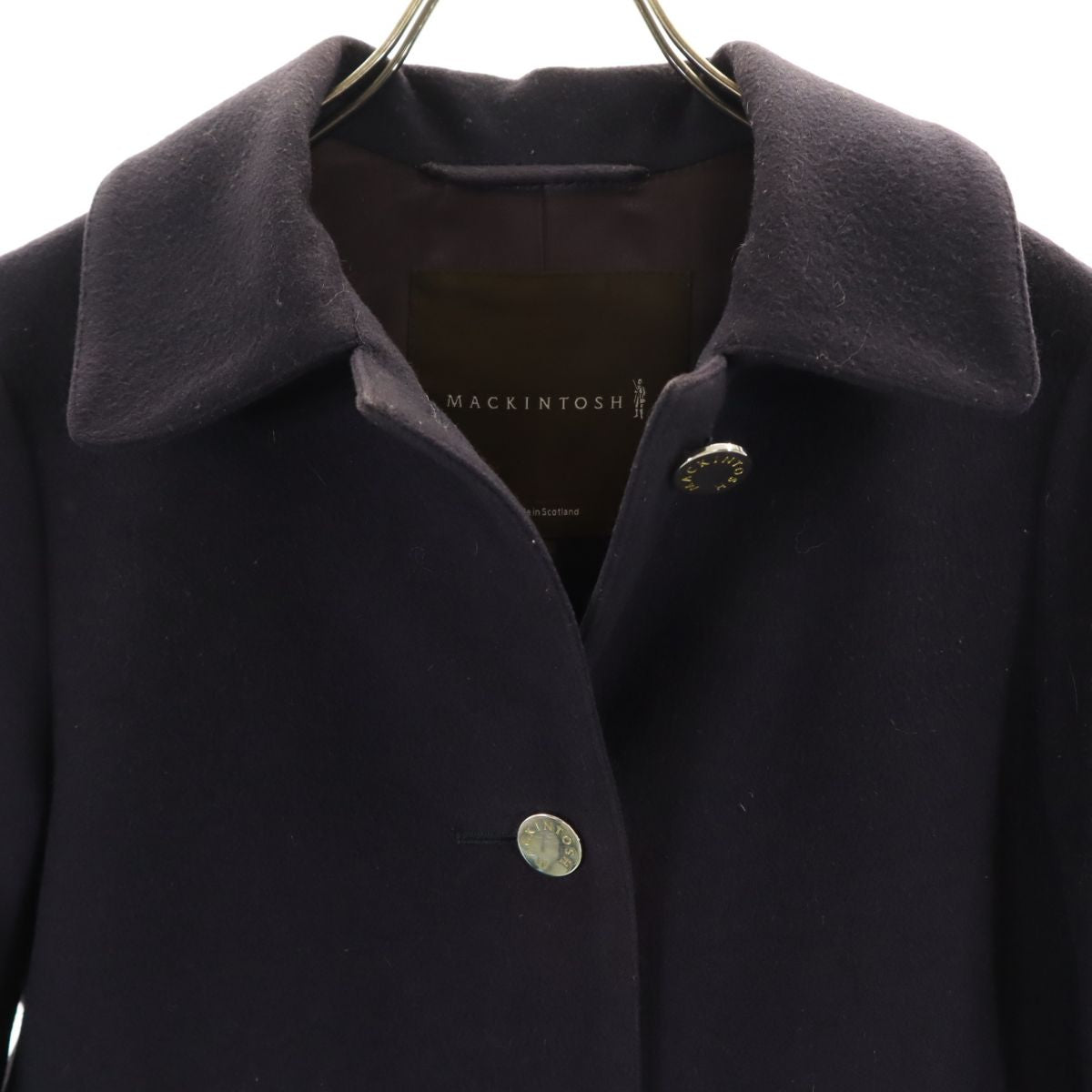 Mackintosh マッキントッシュ スコットランド製 ウール ステンカラーコート 32 ネイビー レディース