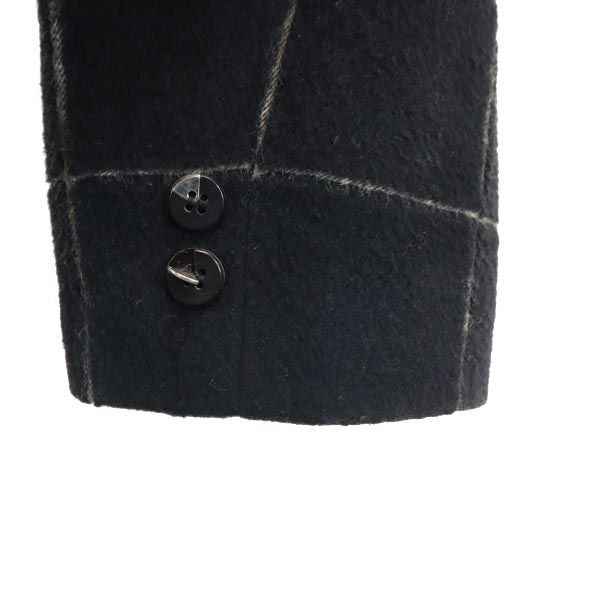 N.HOOLYWOOD エヌハリウッド チェック ウールブレンド ステンカラーコート 36 ブラック系 メンズ