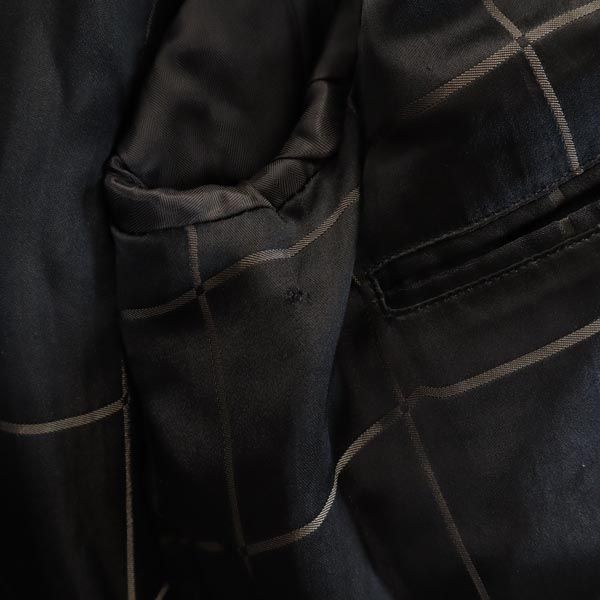 N.HOOLYWOOD エヌハリウッド チェック ウールブレンド ステンカラーコート 36 ブラック系 メンズ