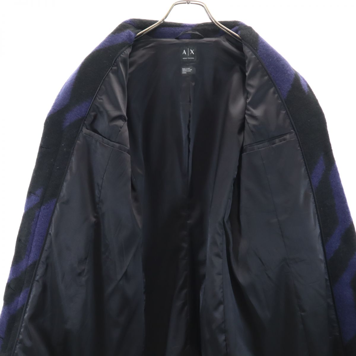 ARMANI EXCHANGE アルマーニエクスチェンジ ウールブレンド チェスターコート M 黒系 レディース