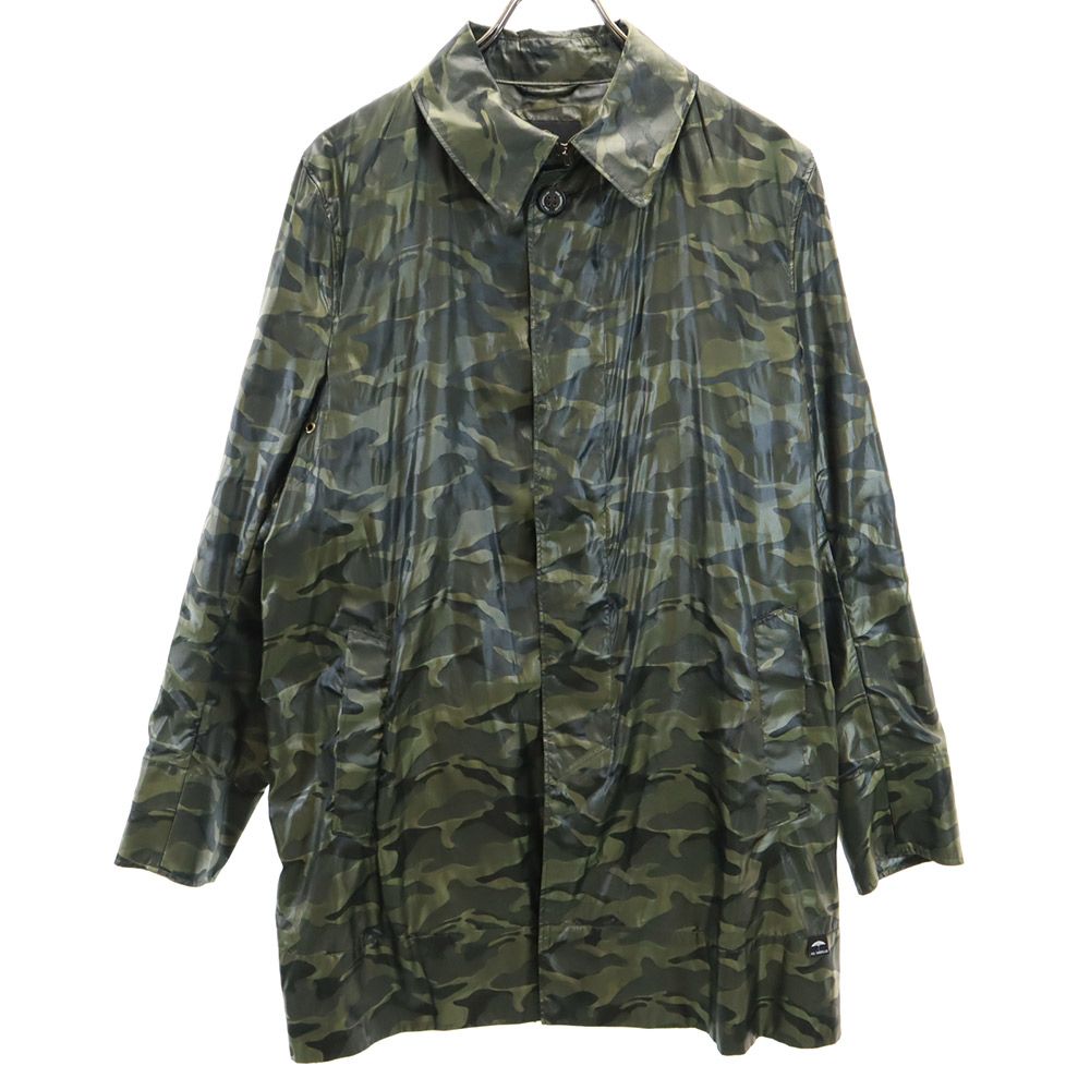FOX UMBRELLAS フォックスアンブレラズ カモフラ 長袖 レインコート L カーキ系 収納ポーチ付き メンズ