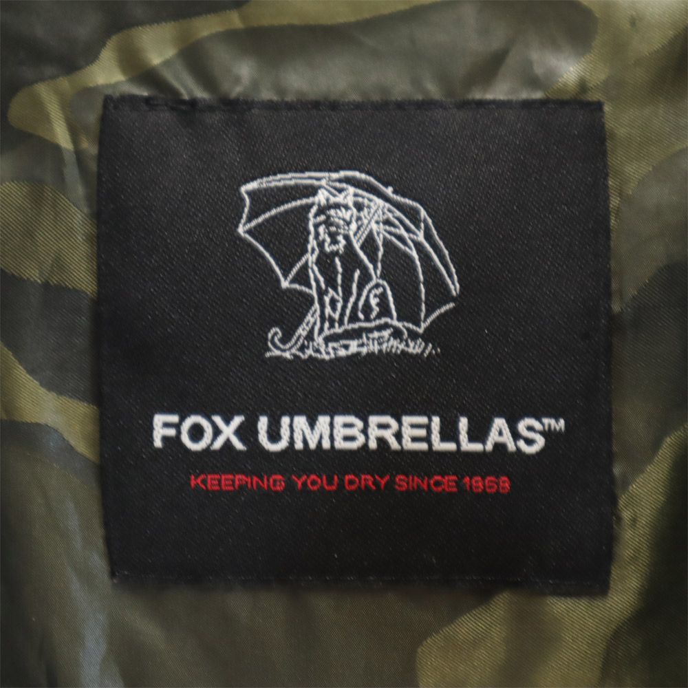 FOX UMBRELLAS フォックスアンブレラズ カモフラ 長袖 レインコート L カーキ系 収納ポーチ付き メンズ