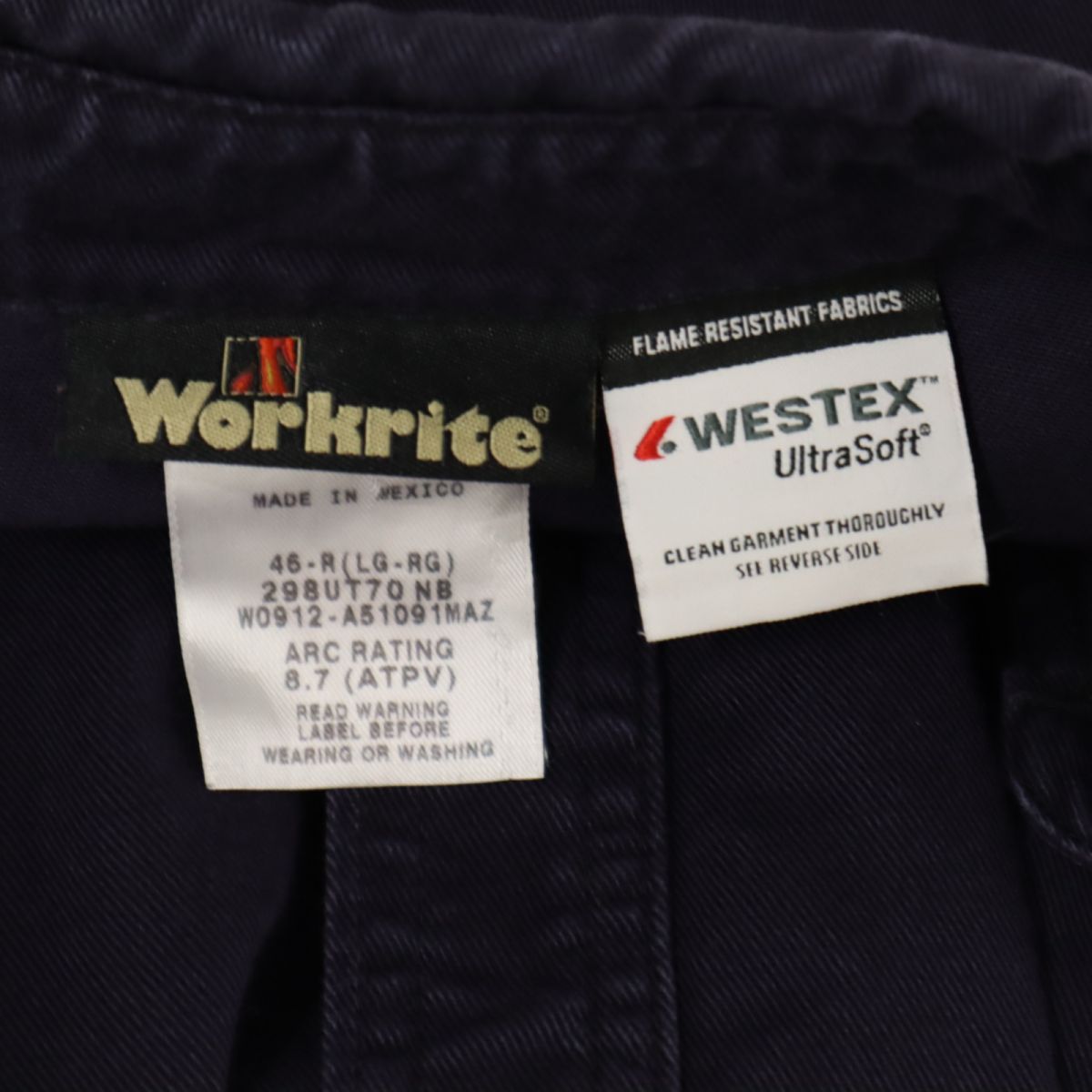 WORKRITE ワークライト 長袖 ボタンダウンシャツ 46-R ネイビー メンズ