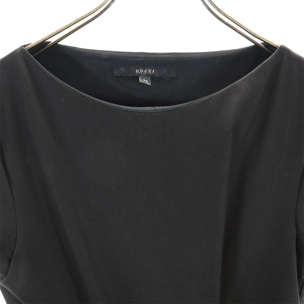 GUCCI グッチ イタリア製 半袖 膝丈ワンピース 36 ブラック レディース