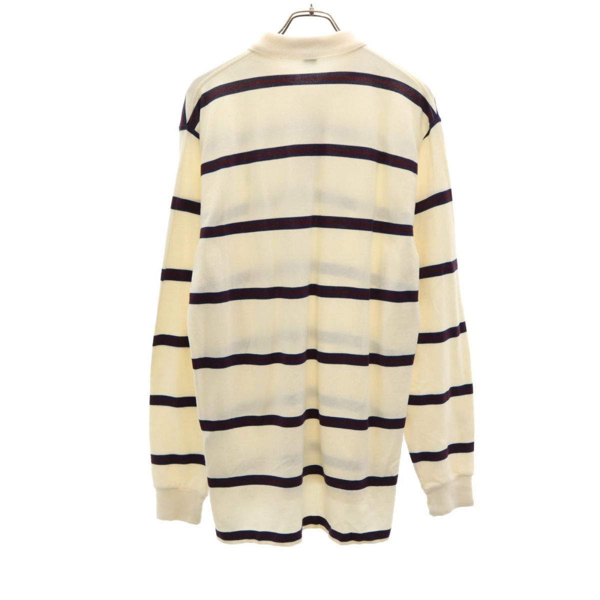 ポロバイラルフローレン ボーダー柄 長袖 ポロシャツ M ベージュ系 Polo by Ralph Lauren 鹿の子地 メンズ