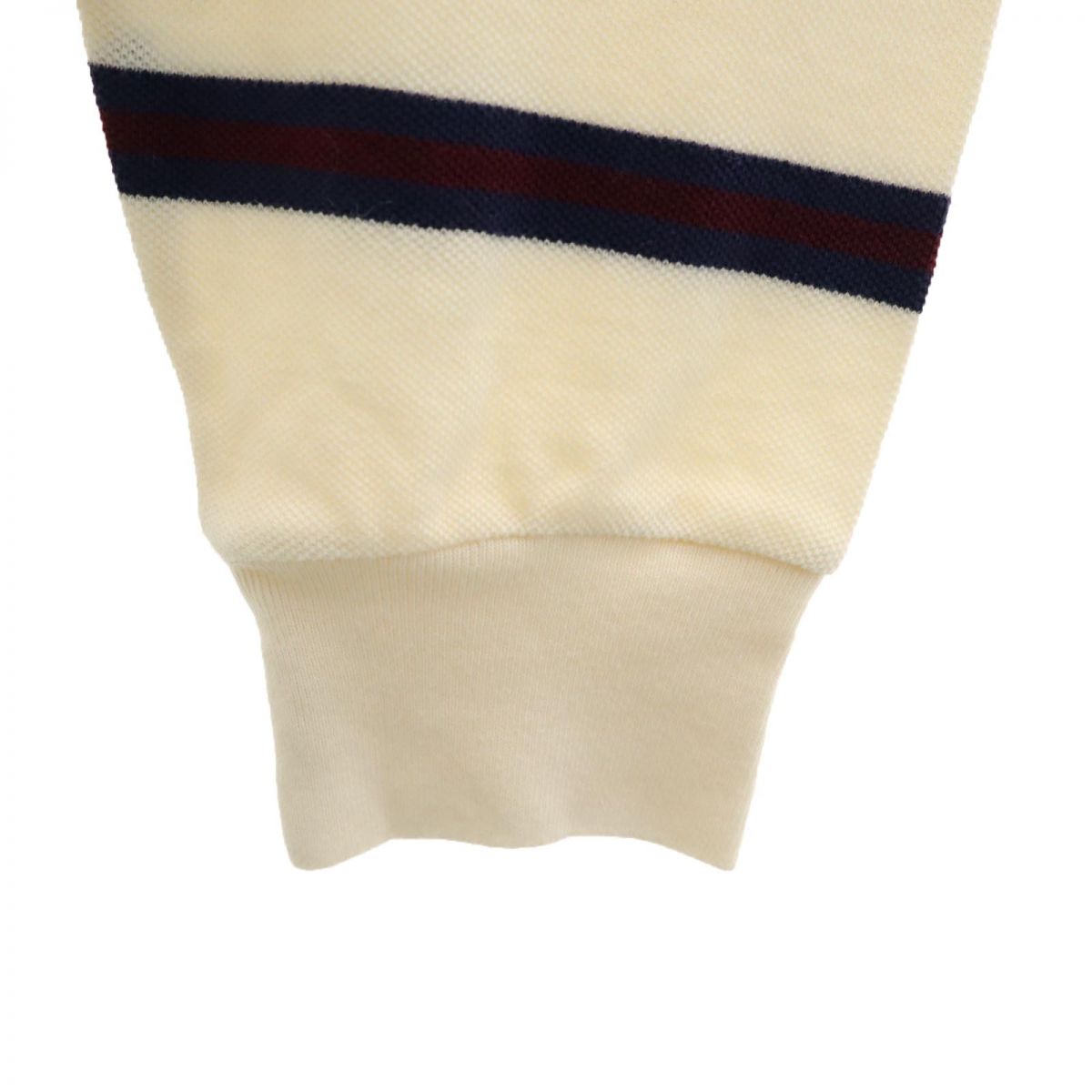 ポロバイラルフローレン ボーダー柄 長袖 ポロシャツ M ベージュ系 Polo by Ralph Lauren 鹿の子地 メンズ