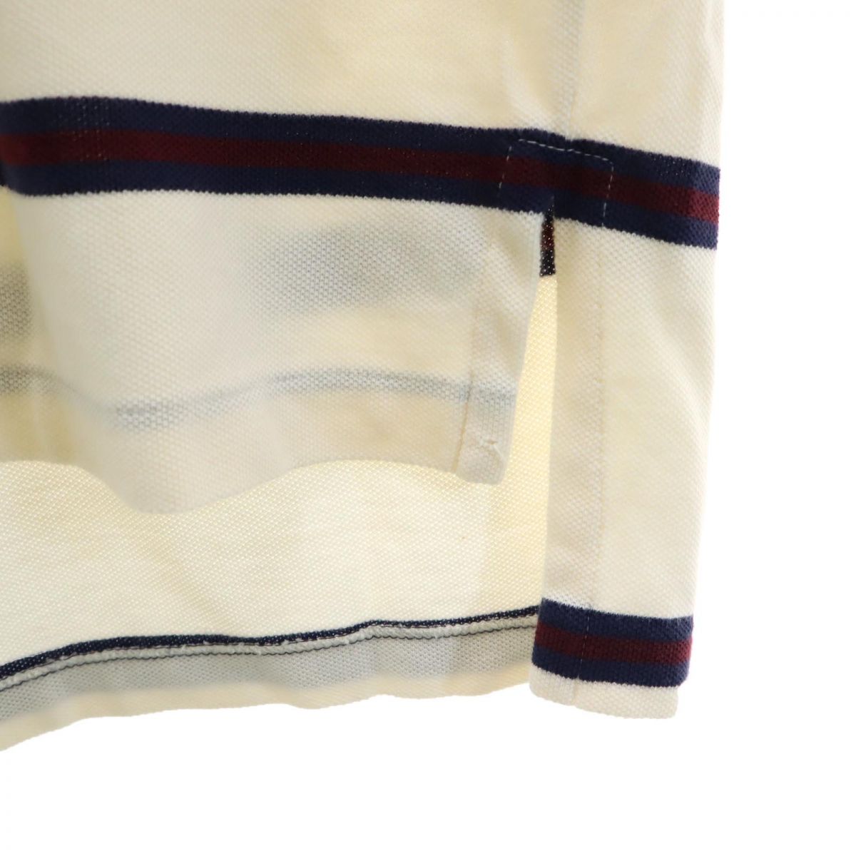 ポロバイラルフローレン ボーダー柄 長袖 ポロシャツ M ベージュ系 Polo by Ralph Lauren 鹿の子地 メンズ