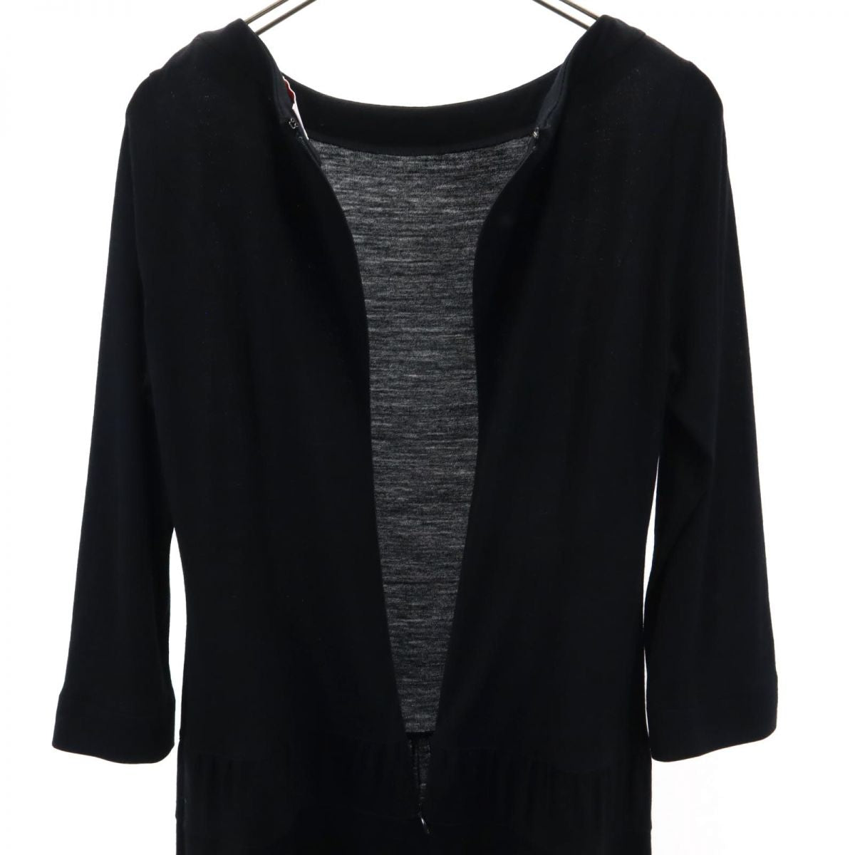 U by ungaro ユーバイウンガロ 日本製 長袖 ウール 膝丈ワンピース 40 黒 レディース