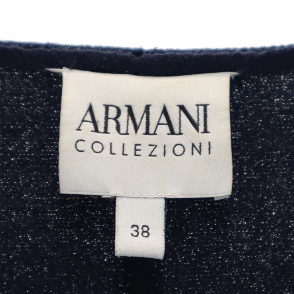 ARMANI COLLEZIONI アルマーニコレッツォーニ 長袖 ウール ノーカラーコート 38 ネイビー レディース
