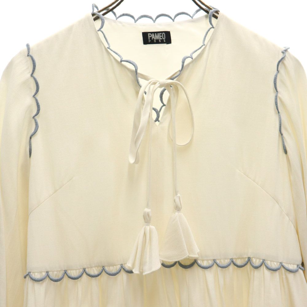 PAMEO POSE パメオポーズ 日本製 長袖 ワンピース F ホワイト系 レディース