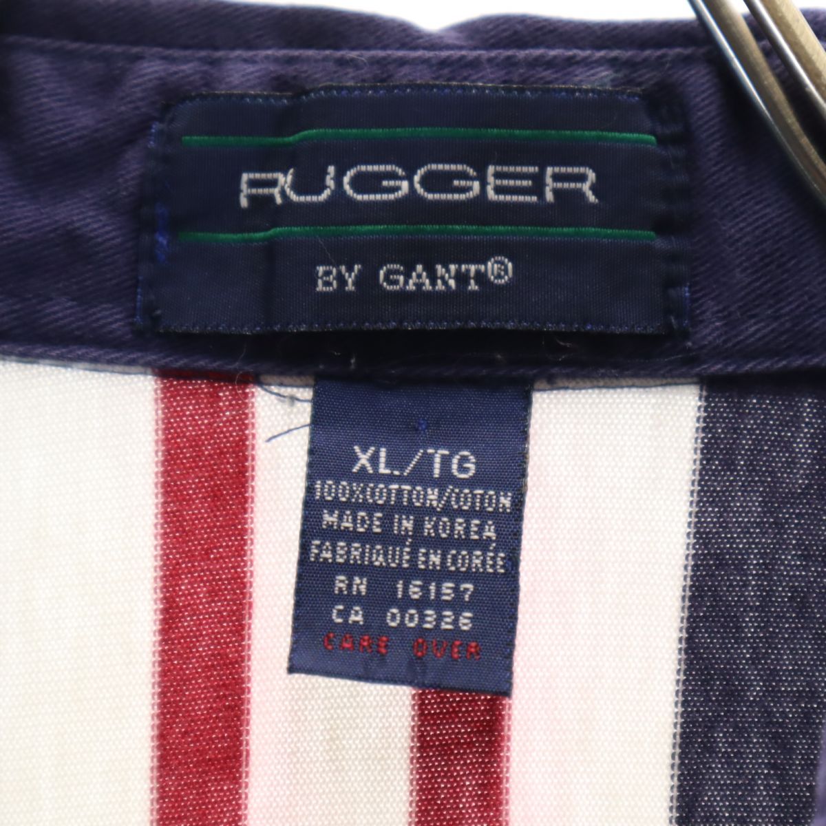 GANT ガント 90s オールド ストライプ柄 半袖 ハーフボタン ラガーシャツ XL RUGGERビックサイズ メンズ