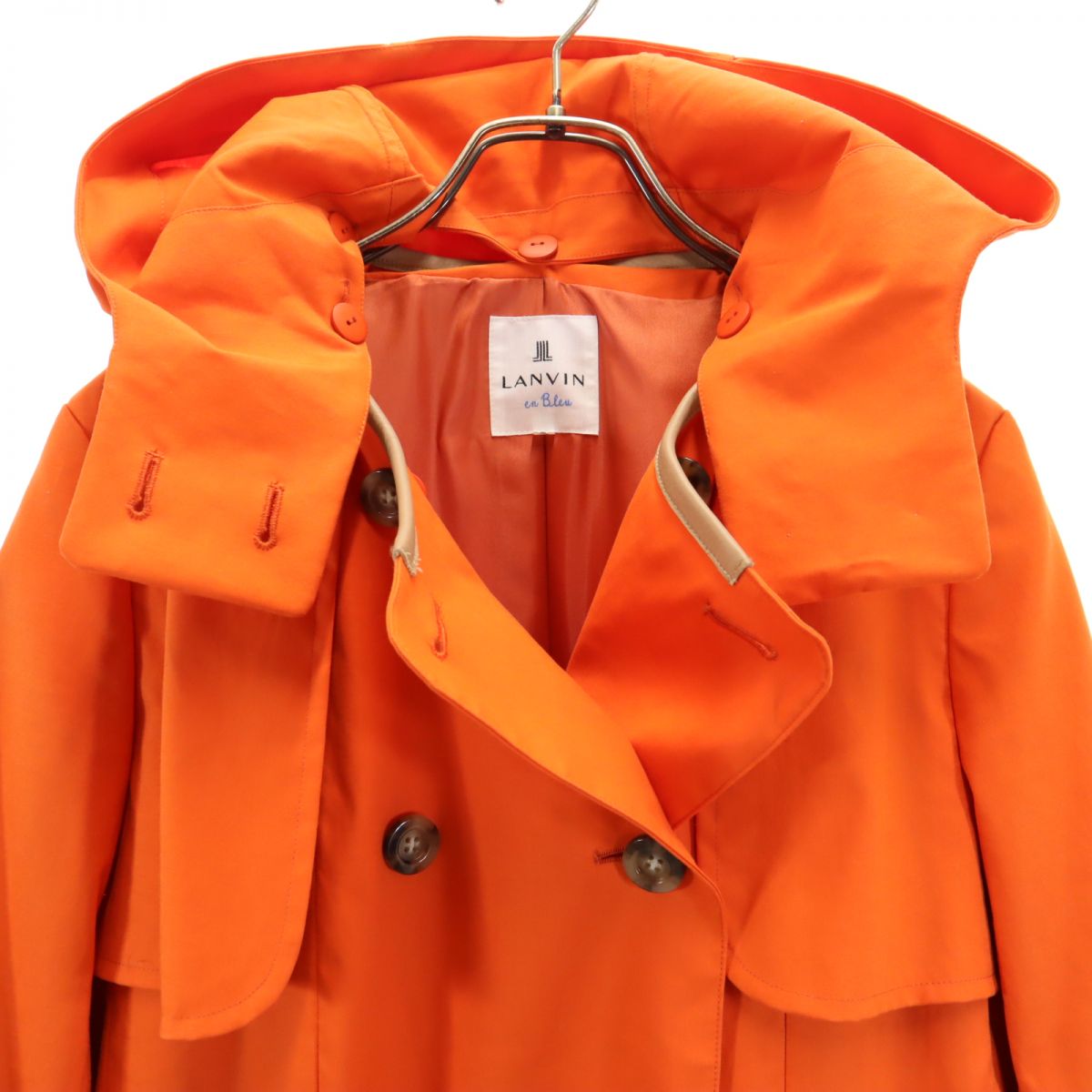 ランバンオンブルー ロングコート 38 オレンジ LANVIN en Bleu レディース