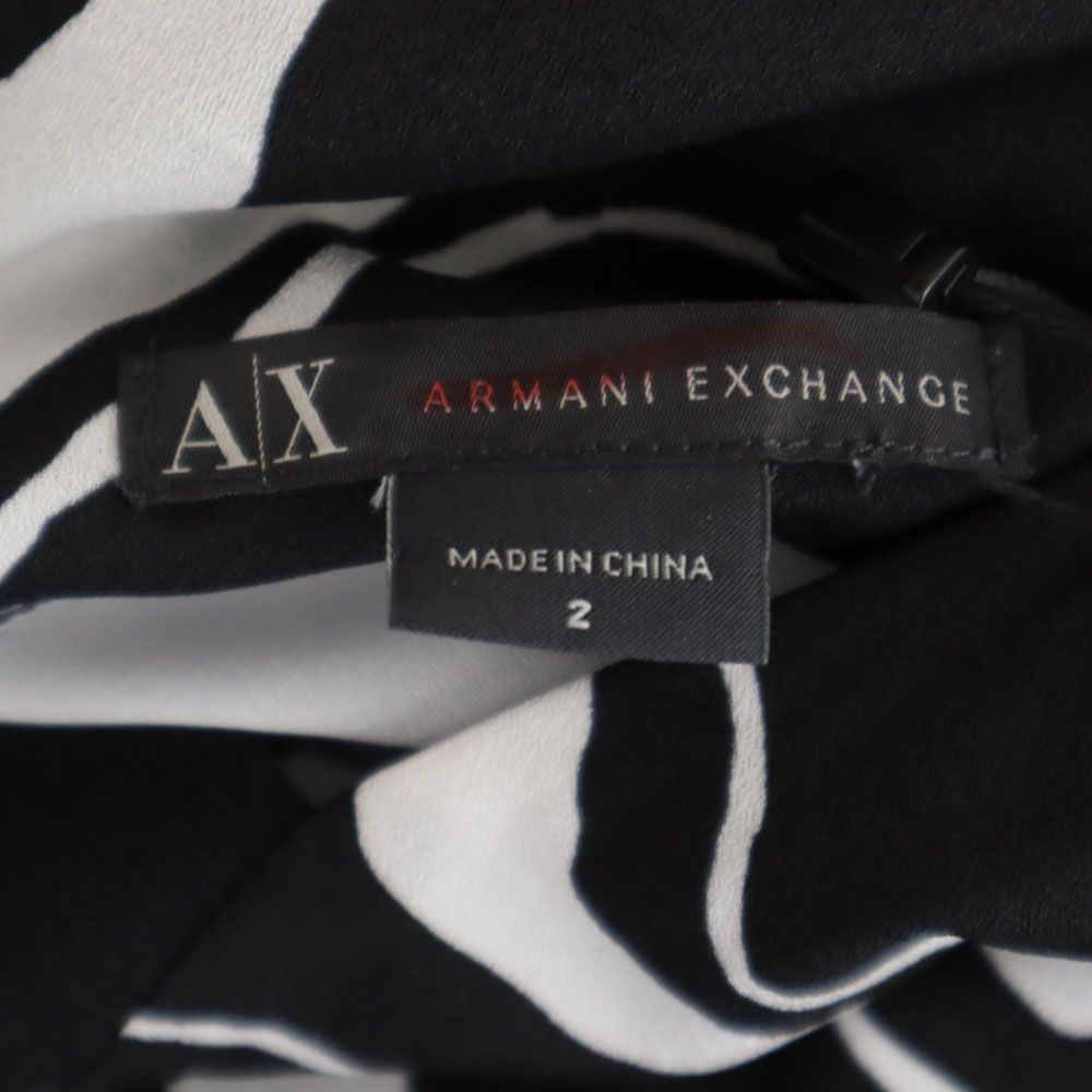 アルマーニエクスチェンジ 総柄 アシンメトリー ワンピース 2 ホワイト系 ARMANI EXCHANGE サイドジップ レディース