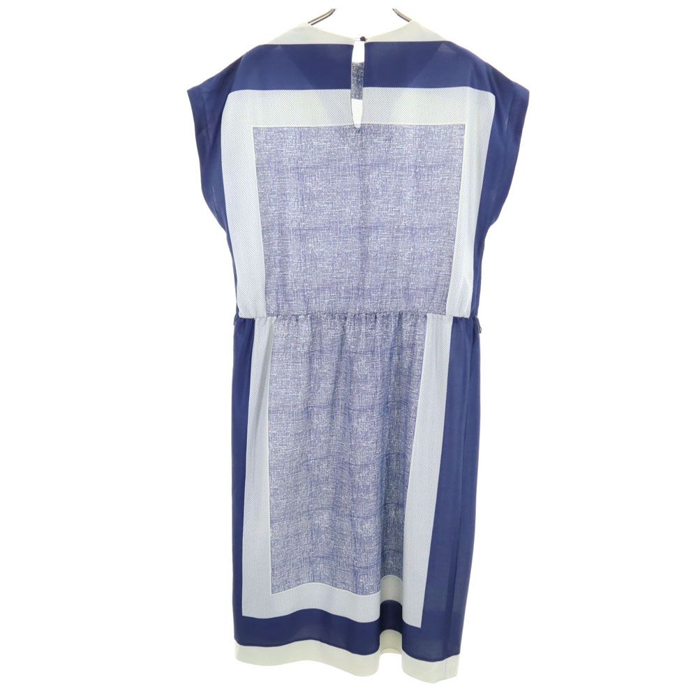 Joan Curtis 90s USA製 オールド 総柄 ノースリーブ ワンピース ブルー系 バックボタン レディース