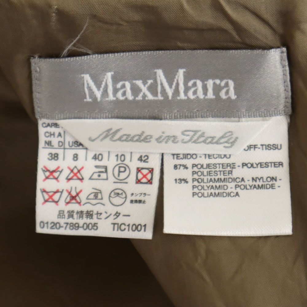 マックスマーラ イタリア製 ノースリーブ ワンピース 42 カーキ MAX MARA バックジップ レディース