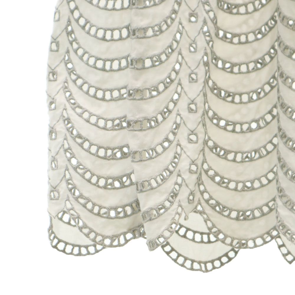 MARC BY MARC JACOBS マークバイマークジェイコブス 総柄 ノースリーブ 膝丈ワンピース  ホワイト×グレー レディース