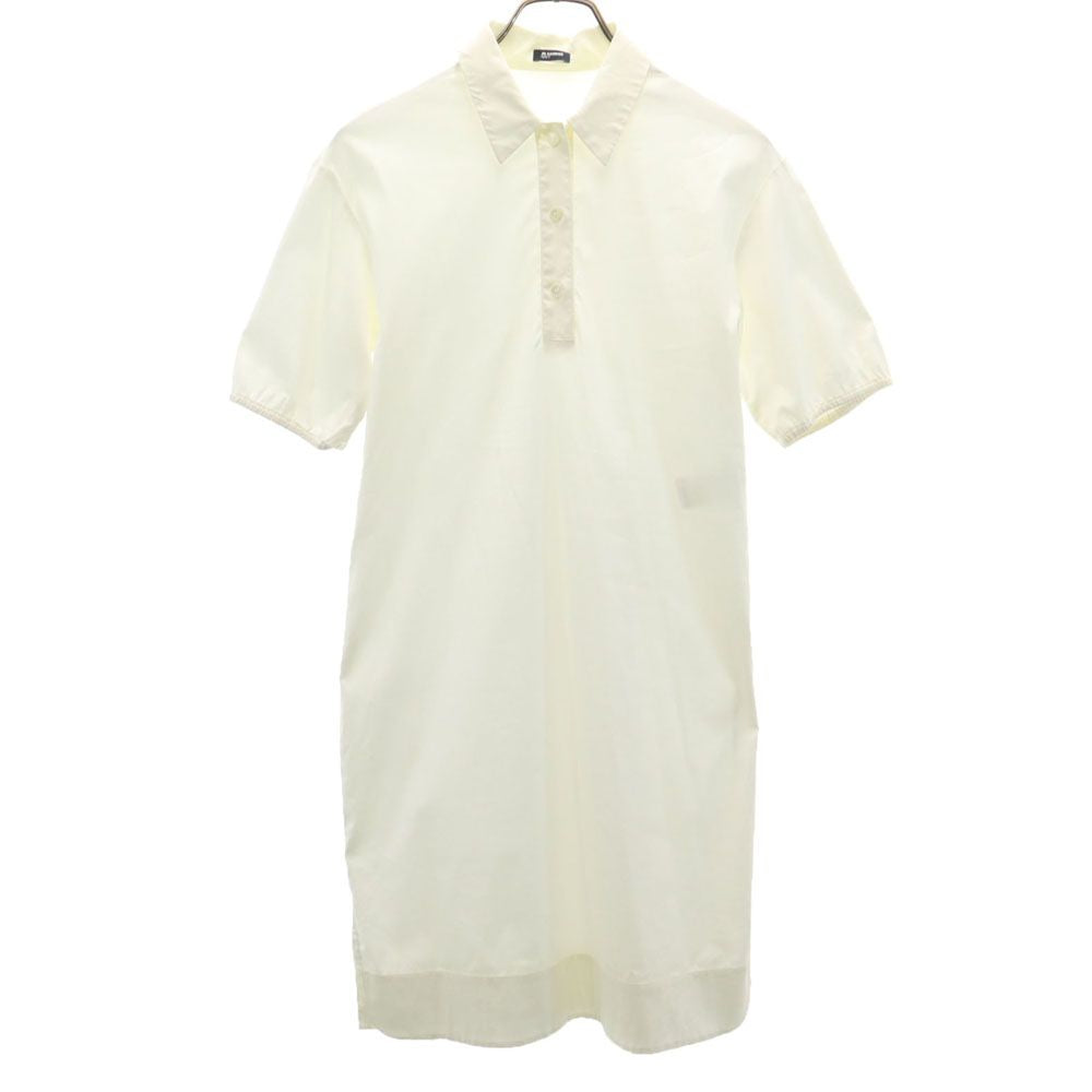 JIL SANDER ジルサンダー ネイビー イタリア製 半袖 シャツワンピース 34 白 NAVY レディース