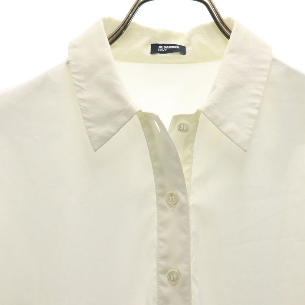 JIL SANDER ジルサンダー ネイビー イタリア製 半袖 シャツワンピース 34 白 NAVY レディース