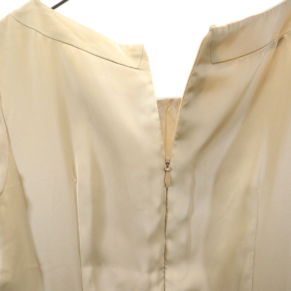 TOCCA トッカ 日本製 半袖 パフスリーブ 膝丈ワンピース  ベージュ×赤 レディース