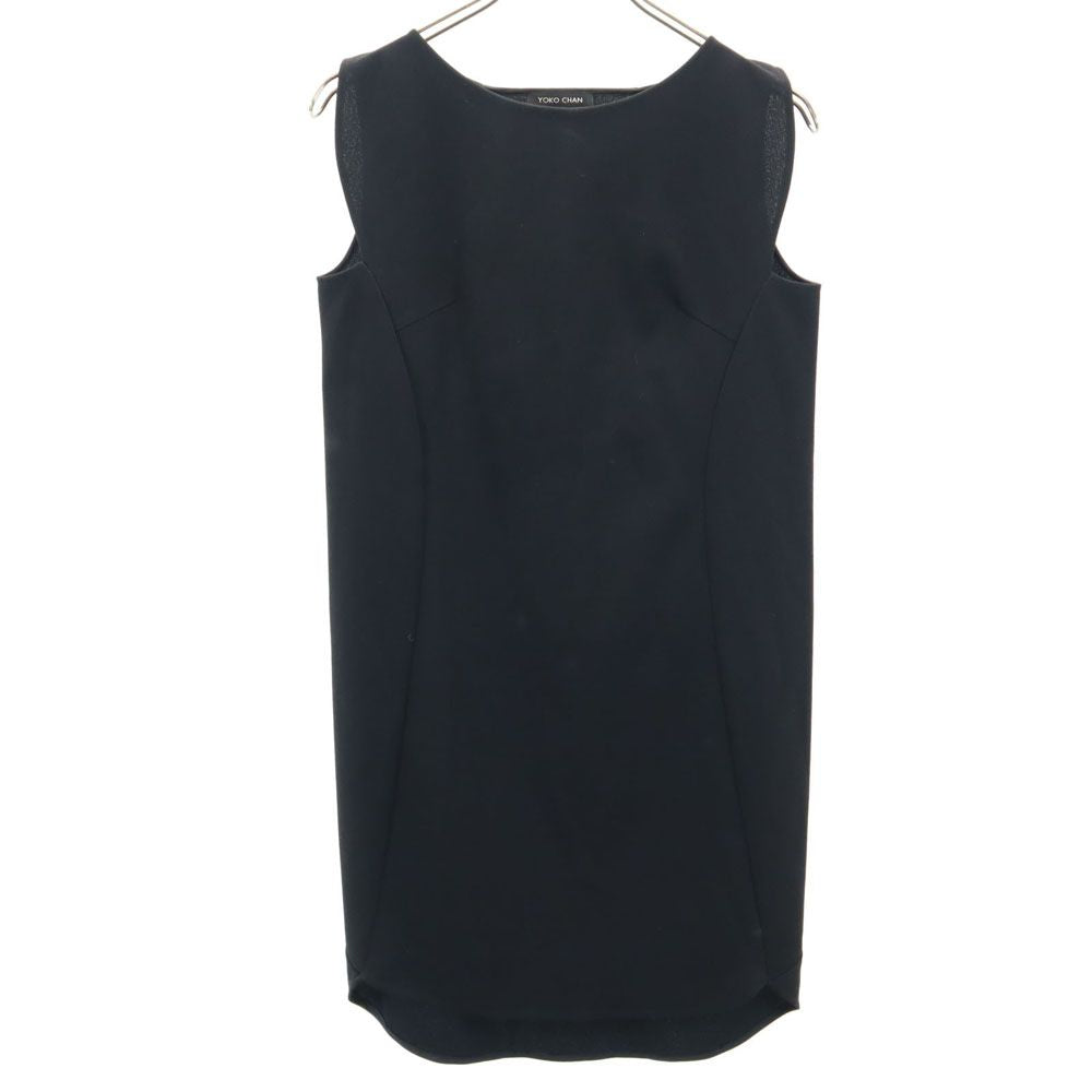 YOKO CHAN ヨーコチャン 日本製 ノースリーブ ミニワンピース 36 ブラック レディース