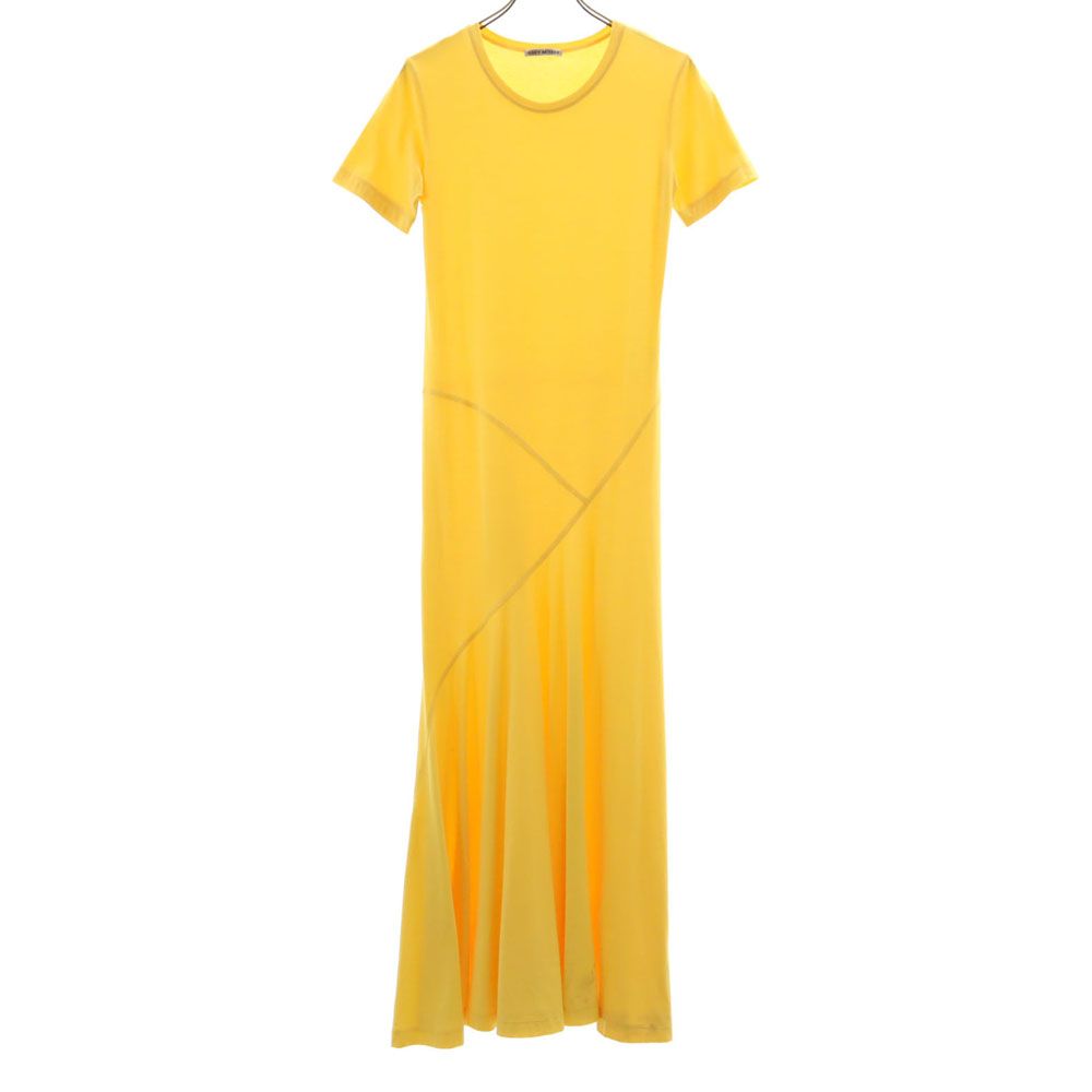 ISSEY MIYAKE イッセイミヤケ 半袖 ロングワンピース 2 イエロー レディース