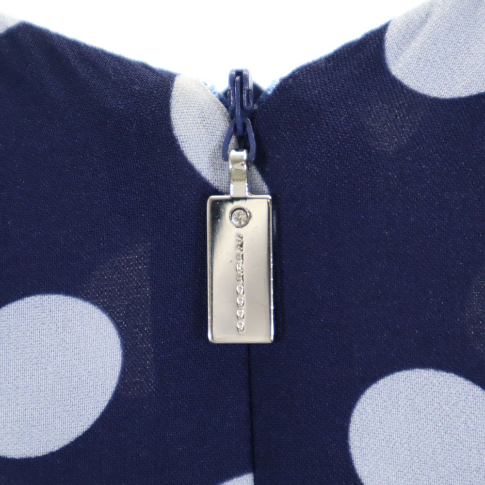 coccapani コカパーニ イタリア製 ドット柄 ノースリーブ 膝丈ワンピース L ネイビー レディース