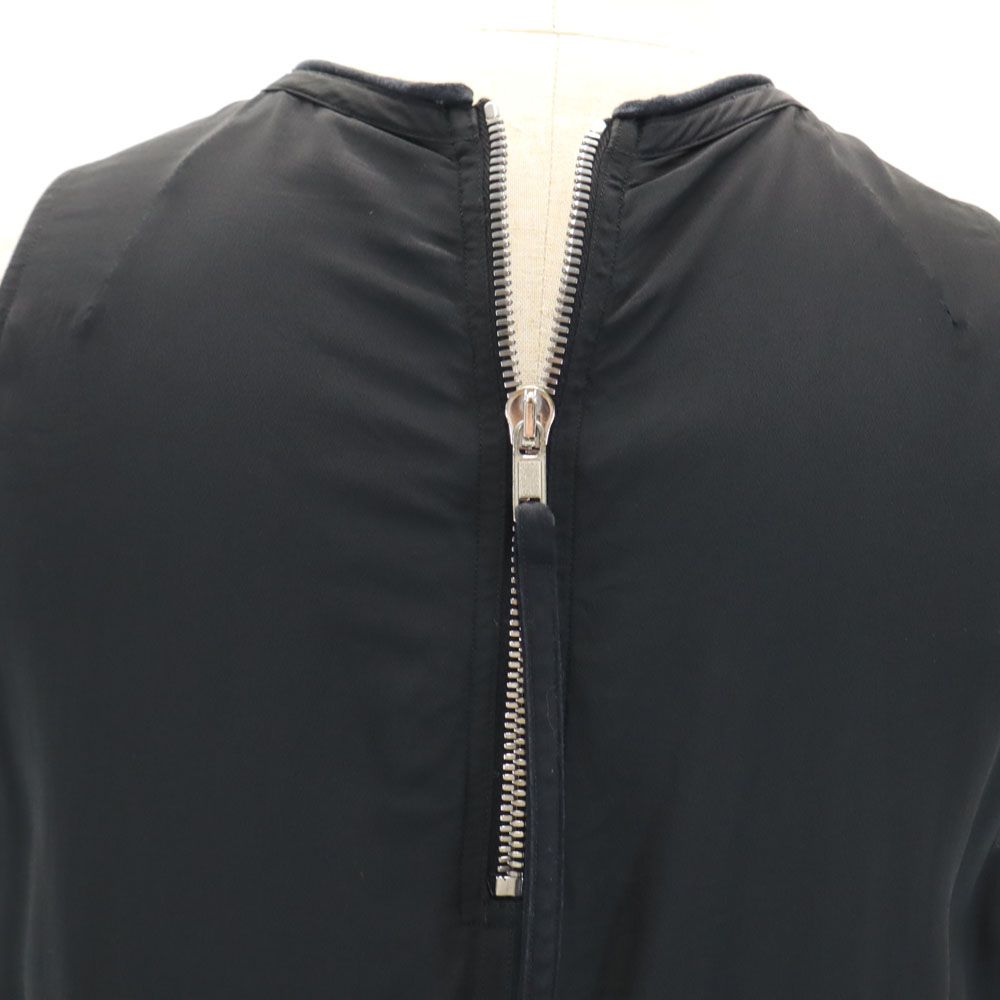 リックオウエンス イタリア製 シルクブレンド ノースリーブ 膝丈ワンピース 6 黒 Rick Owens レディース